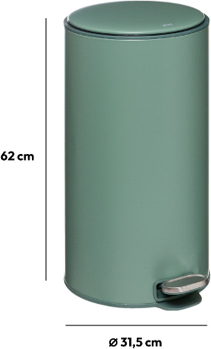 5Five Pedal bin - waste bin 30l metal delta green