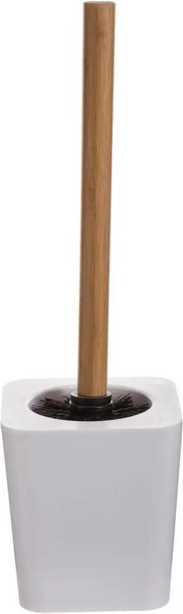 5five Toilet Brush with Holder - White - Plastic and Bamboo - 38 cm - toilet brush