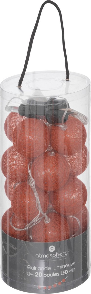 Guirlande lumineuse Atmosphera - 20 boules lumineuses 6 cm - terracotta - 435 cm - prise secteur