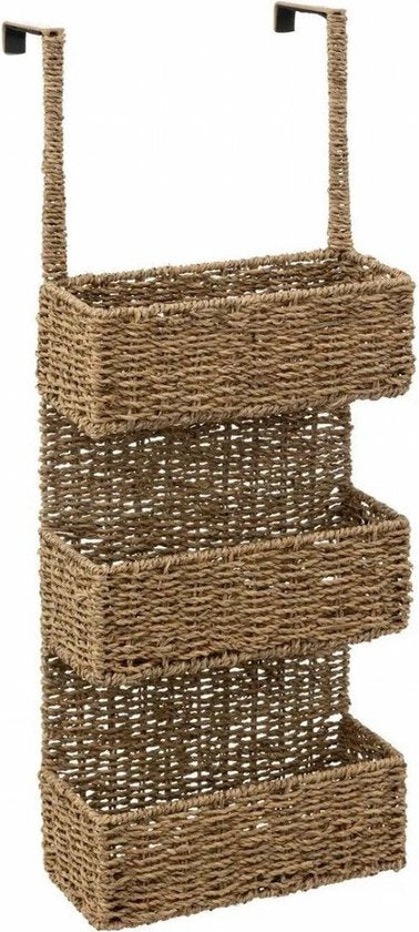 5Five Over-the-door storage rack - 3 baskets - wicker - brown - 28 x 12 x 69 cm - bathroom cabinet