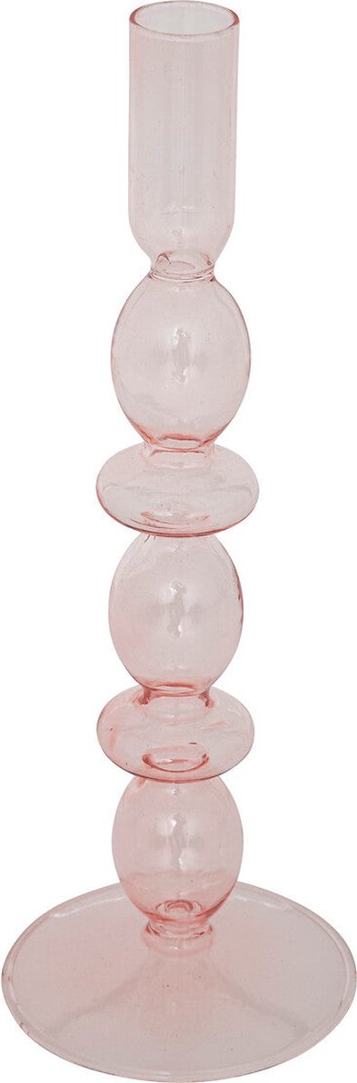 Atmosphera glazen kandelaar lichtroze – getint glas, Ø 9 x H 26 cm