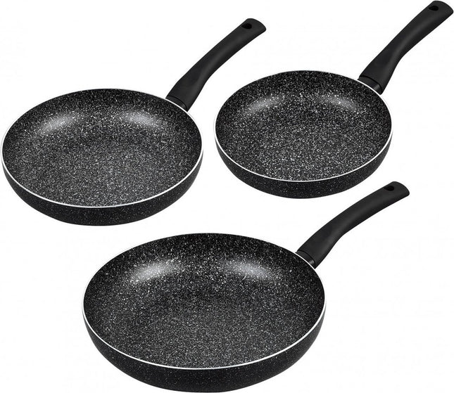 Kinghoff 1562 - Set de 3 poêles - marbre noir - Ø20 / 24 / 28 cm