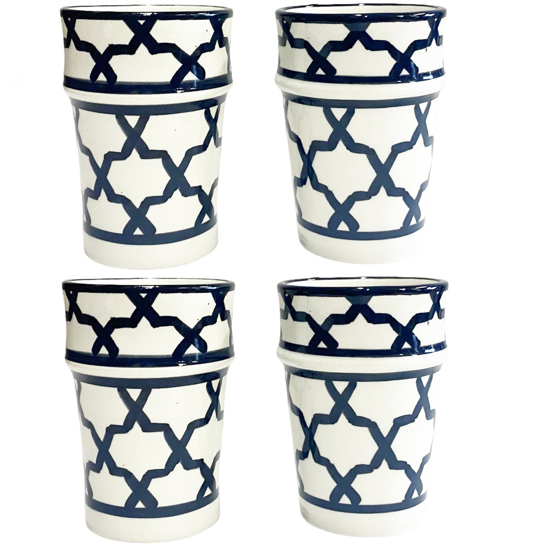 Fes Keramikbecher schwarz-weiß – 4er-Set