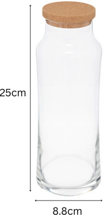 Ausschankkaraffe - Glaskaraffe für Wasser - Schlanke Karaffe für Quellwasser - Transparentes Glas - 2er-Set - Schlank und rund - 1 l - 25 cm hoch