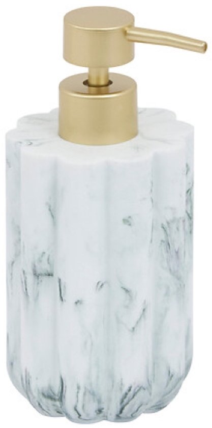 Bathroom Accessory Set – Modern Bathroom Accessories – Soap Pump 230 ml & Toothbrush Holder Set – Luxury Soap Dispenser & Toothbrush Holder Set – Polyresin – White Marble