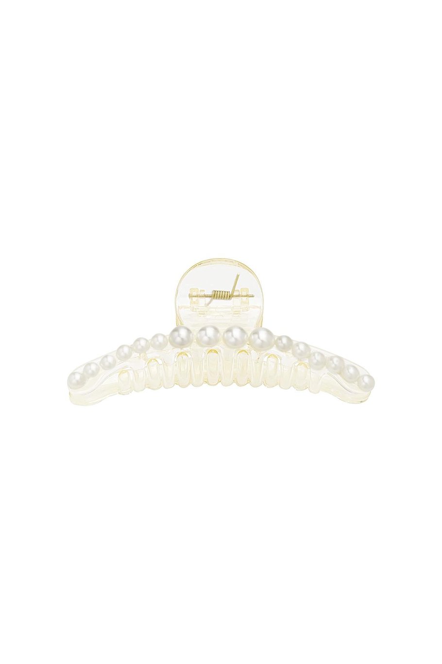 Weiße Haarspange mit Perlen – Elegante Haarclip – 11,5 cm – Kunststoff