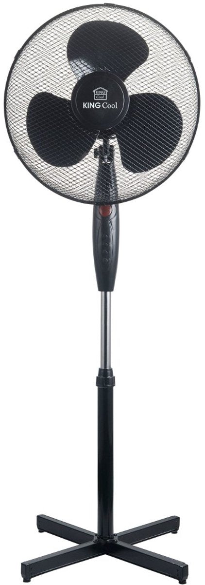 Kingcool staande ventilator zwart – statiefventilator 40 cm, 40 W, 3 standen