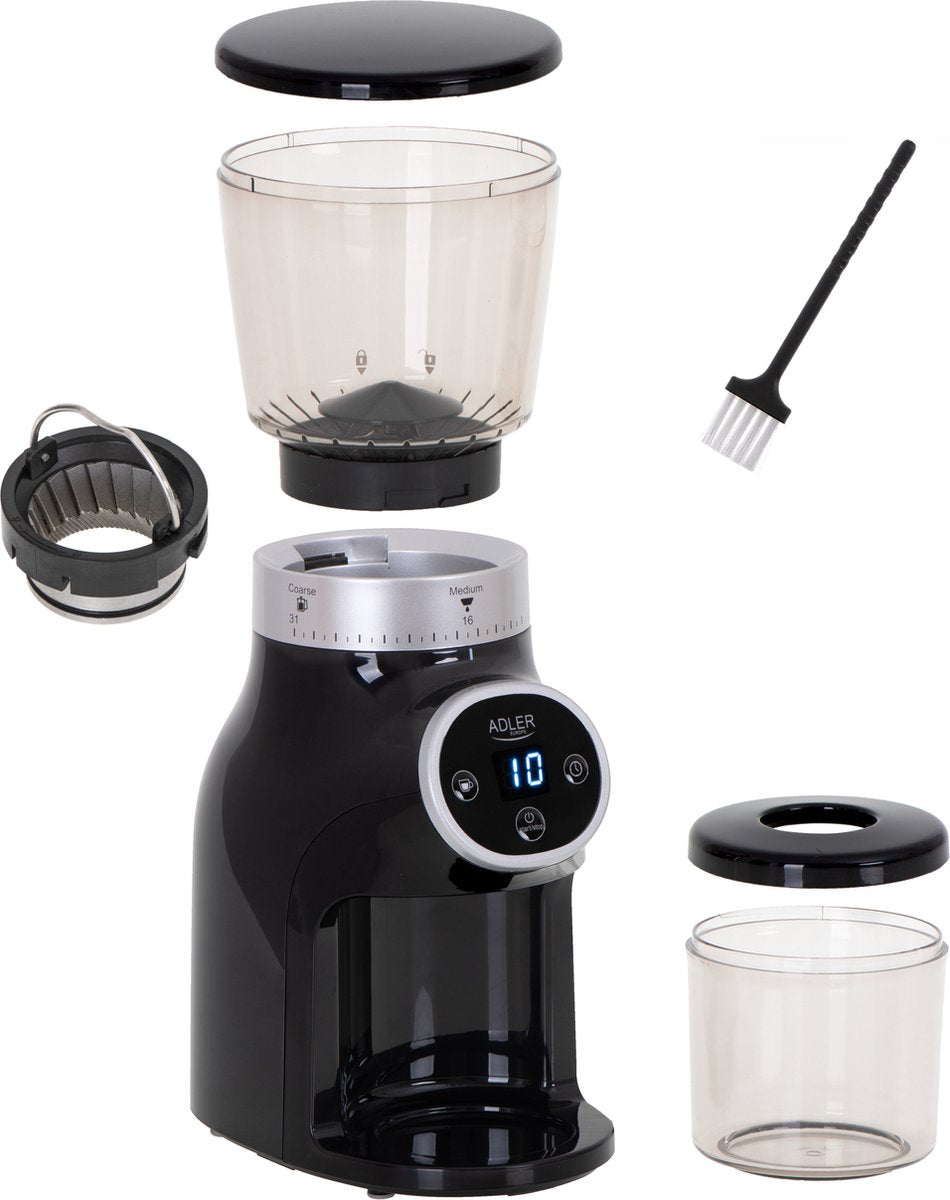 Adler elektrische koffiemolen met conische maalschijven – 300 W, RVS – foto 5