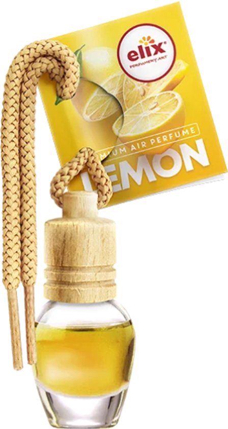 Elix autoparfum Lemon – houten geurhanger voor auto en huis, 8 ml