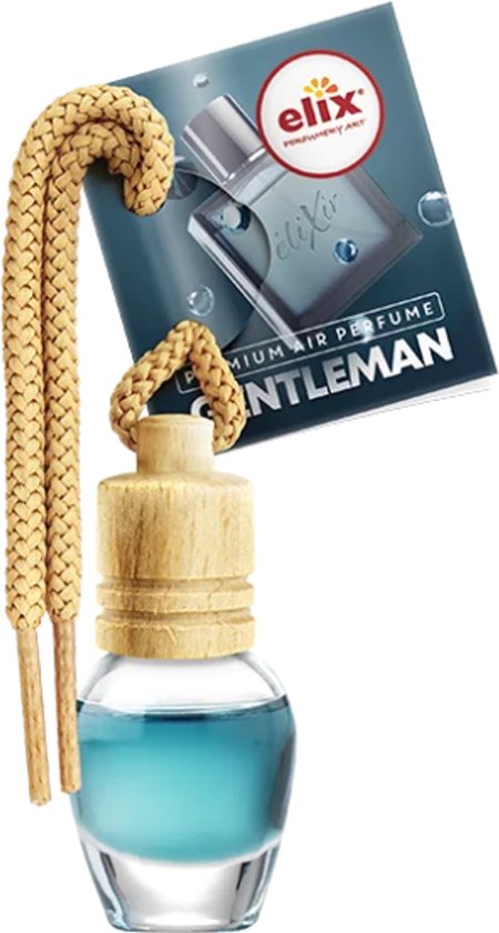 Elix - Auto-Lufterfrischer - Autoparfüm - Duftanhänger aus Holz - Innenraum-Parfüm fürs Auto - Luxuriöser Lufterfrischer-Flakon - Lang anhaltende Wirkung - Duftanhänger für Auto & Haus - 8 ml - Gentleman