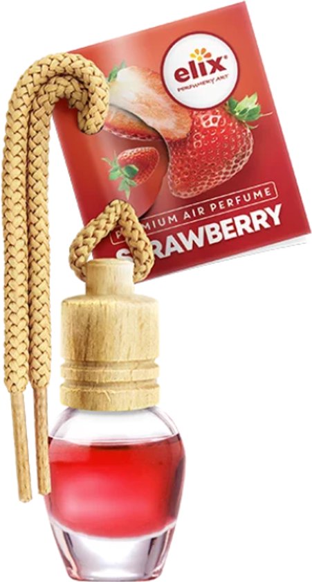 Elix - Car Air Freshener - Car Perfume - Wooden Scent Hanging - Interior Car Fragrance - Luxury Air Freshener Bottle - Long-lasting Effect - Scent Hanger for Car & Home - 8 ml - Strawberry