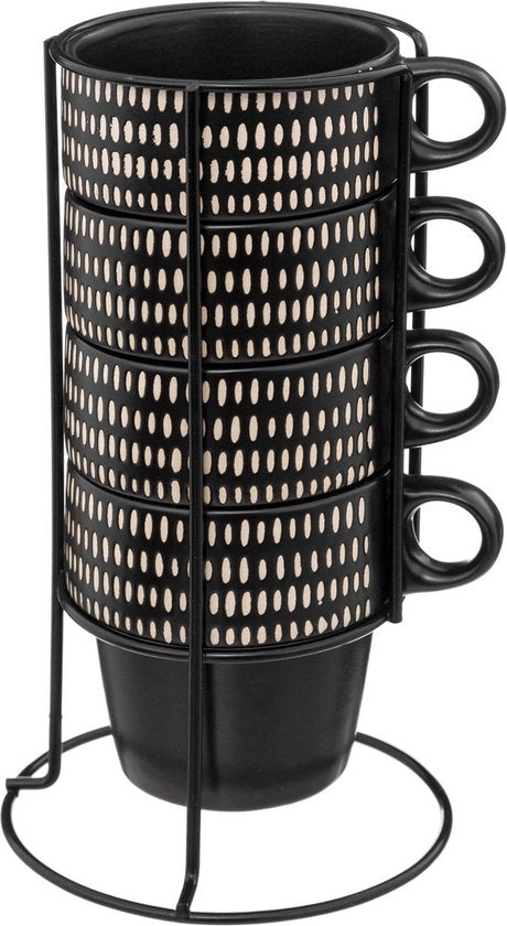 Secret de Gourmet ETHNIKA keramische kopjes op standaard – set van 4, 250 ml