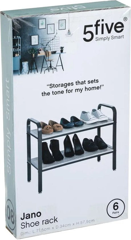5Five schoenenrek voor 6 paar schoenen – metaal en MDF, zwart, 71,5 x 57,5 cm – foto 2