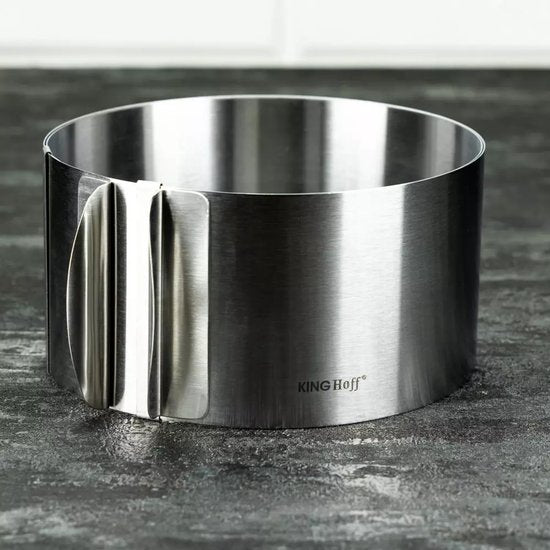 Kinghoff Verstellbarer Tortenring - Edelstahl-Tortenform Ø 16–30 cm x 8,5 cm (KH4614) – Ausziehbar und geeignet für verschiedene Tortengrößen