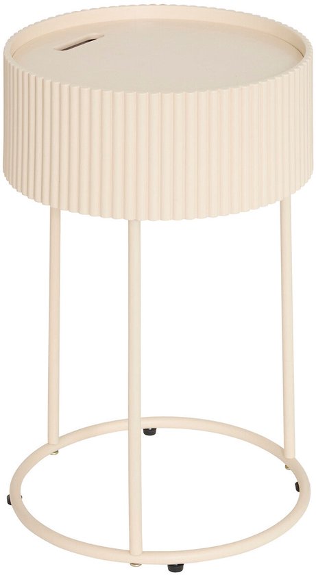 Atmosphera Juna bijzettafel met opbergruimte – rond, beige, Ø 33 x 48 cm