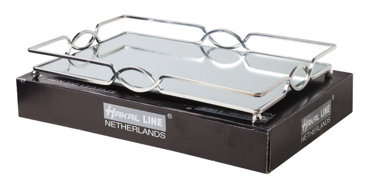 Spiegel-Serviertablett quadratisch, groß, silber