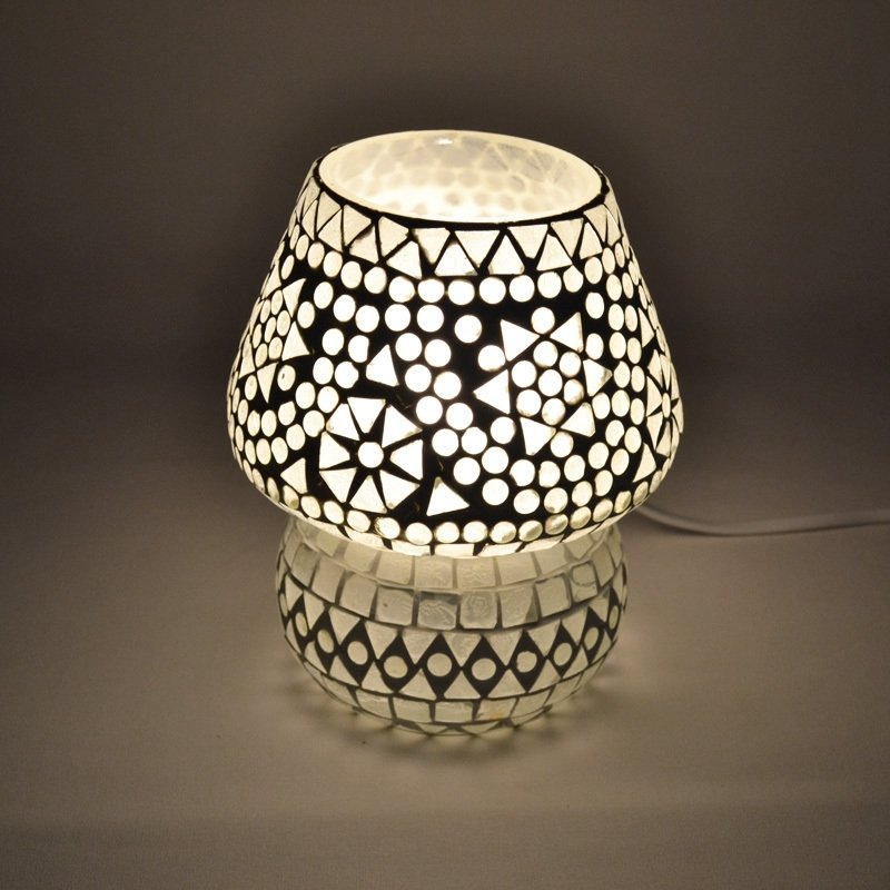 Lampe de table champignon mosaïque orientale transparente