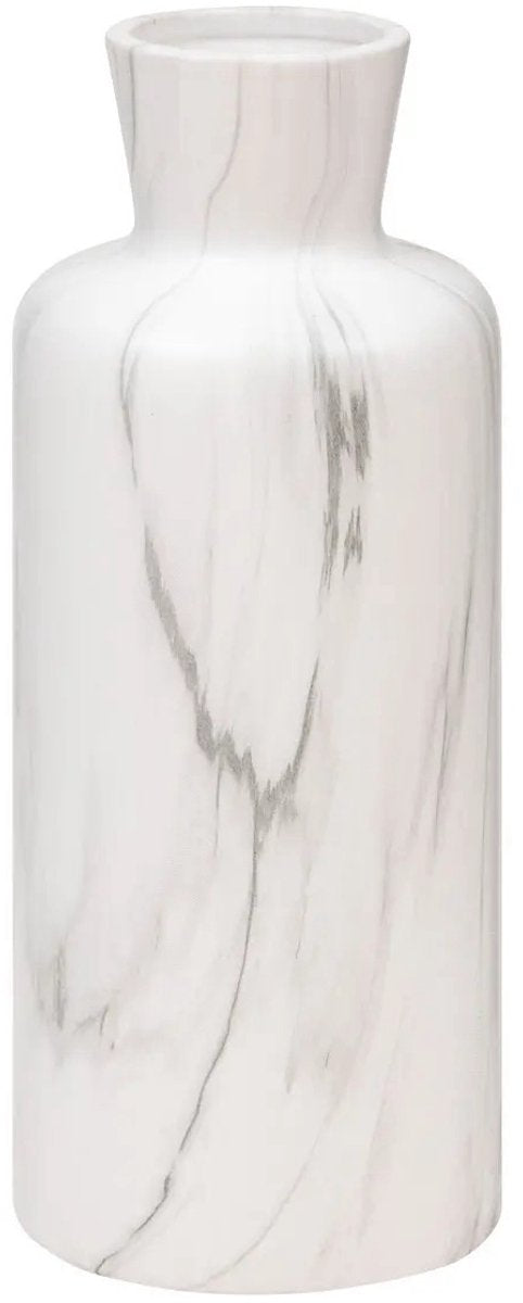 Atmosphera Blumenvase Athens - matt marmoriert weiß - Keramik - T12 x H30 cm - Stiele und Sträuße