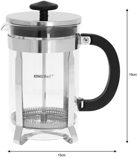 Kinghoff KH4838 Teapot - Glass Pot with Stainless Steel Infuser - 0.8 Liters - Dishwasher Safe - Glass
