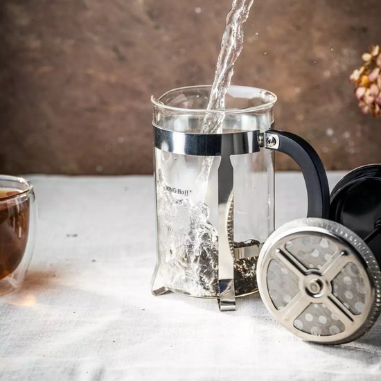 Kinghoff KH4838 Théière - Verseuse en verre avec infuseur en inox - 0,8 Litre - Lavable au lave-vaisselle - Verre