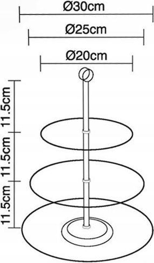 Kinghoff cake stand - 3 tiers - Glass - With gripping ring