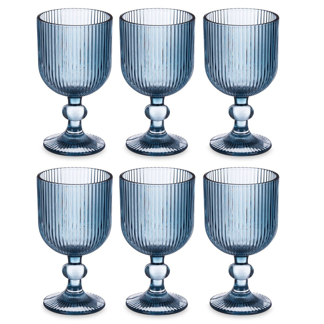 Set of 6 Ribbed Glass tumblers, 260 ml