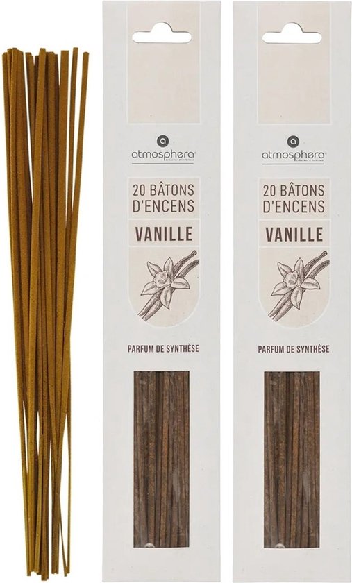Bâtonnets d'encens Atmosphera senteur vanille - lot économique - 40 bâtonnets - 25 cm - Sensation de confort
