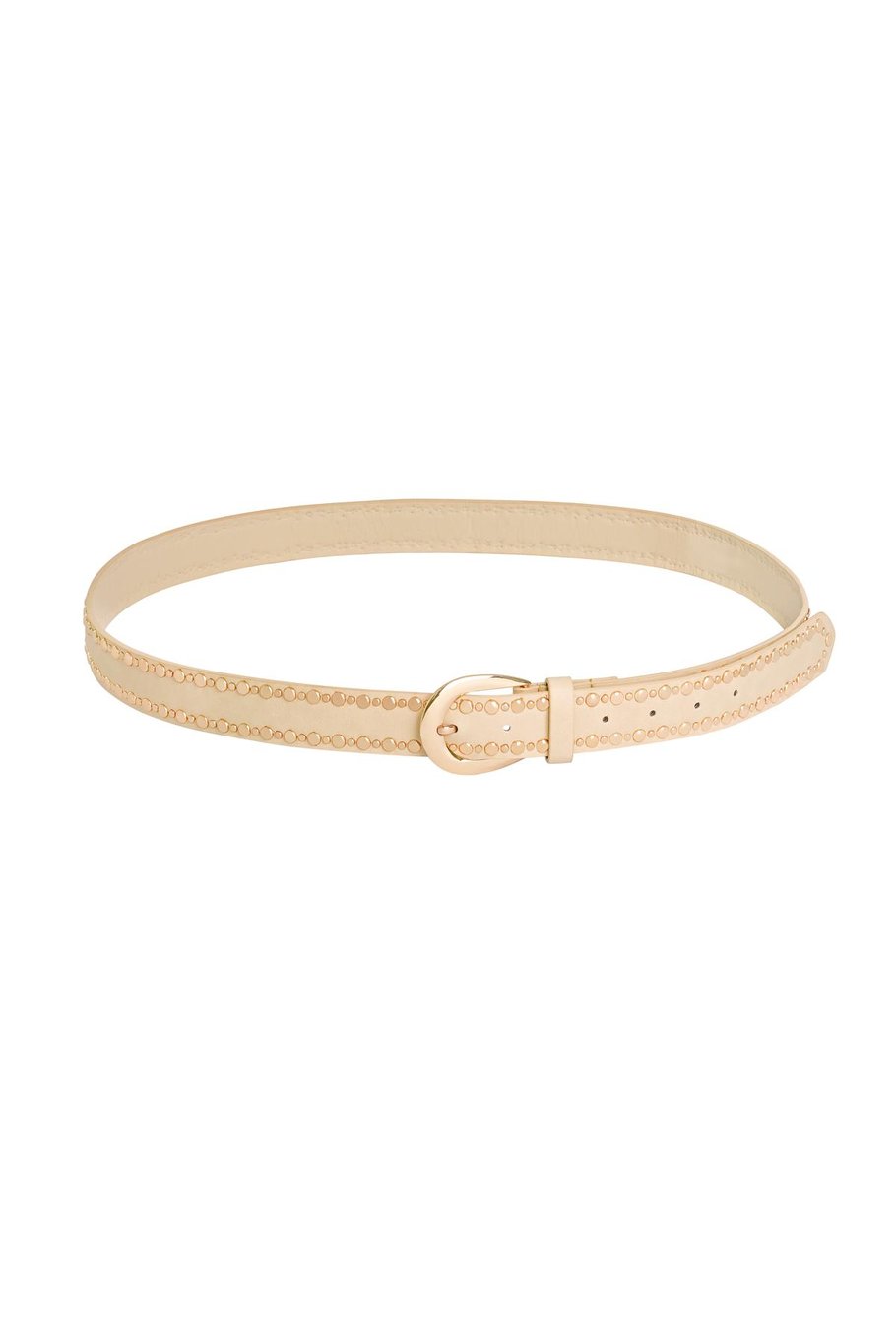 Magnifique Ceinture Beige à Clous - 135 cm - Avec Boucle Dorée - Robuste et Élégante