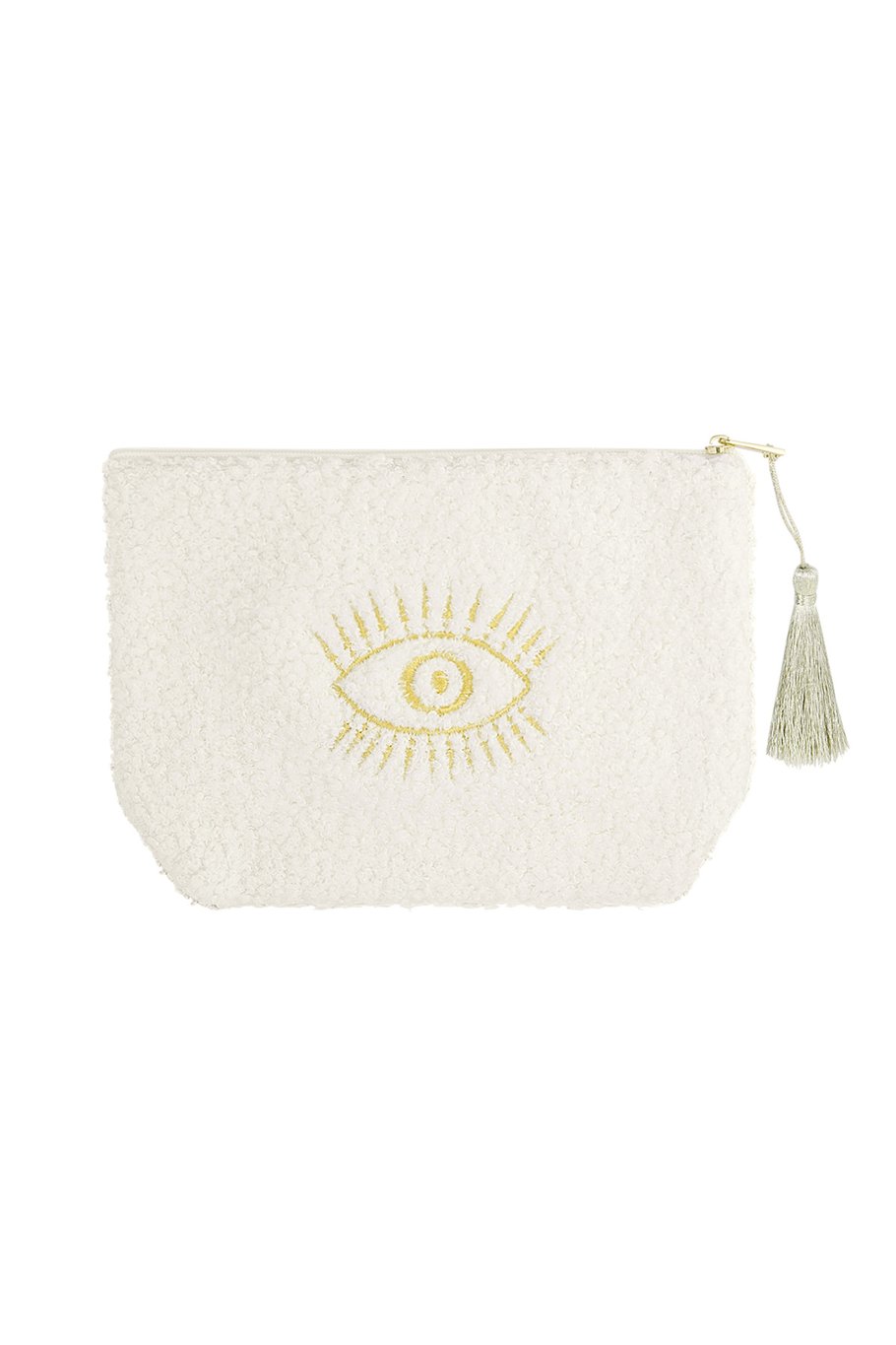 Trousse de Maquillage Œil Doré – Trousse de Toilette Blanche – 19,5x13,5x5,5 cm – Polyester – Trousse à Bijoux ou Trousse de Maquillage – Avec Fermeture Éclair – Cadeau Unique