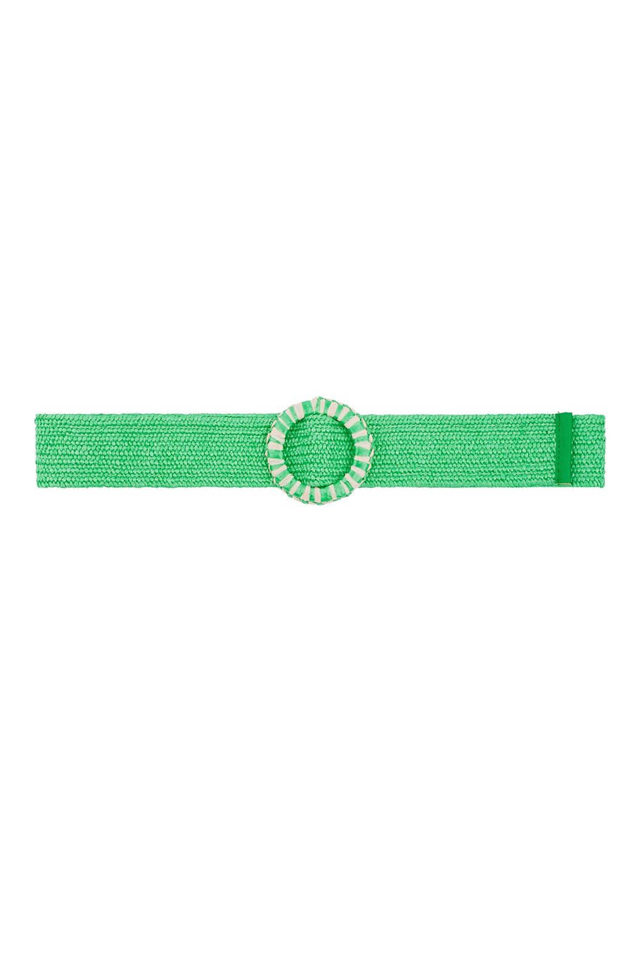 Grüner Modegürtel mit runder Schnalle - Grün-weiß gestreiftes Design - 105 cm - Polyester