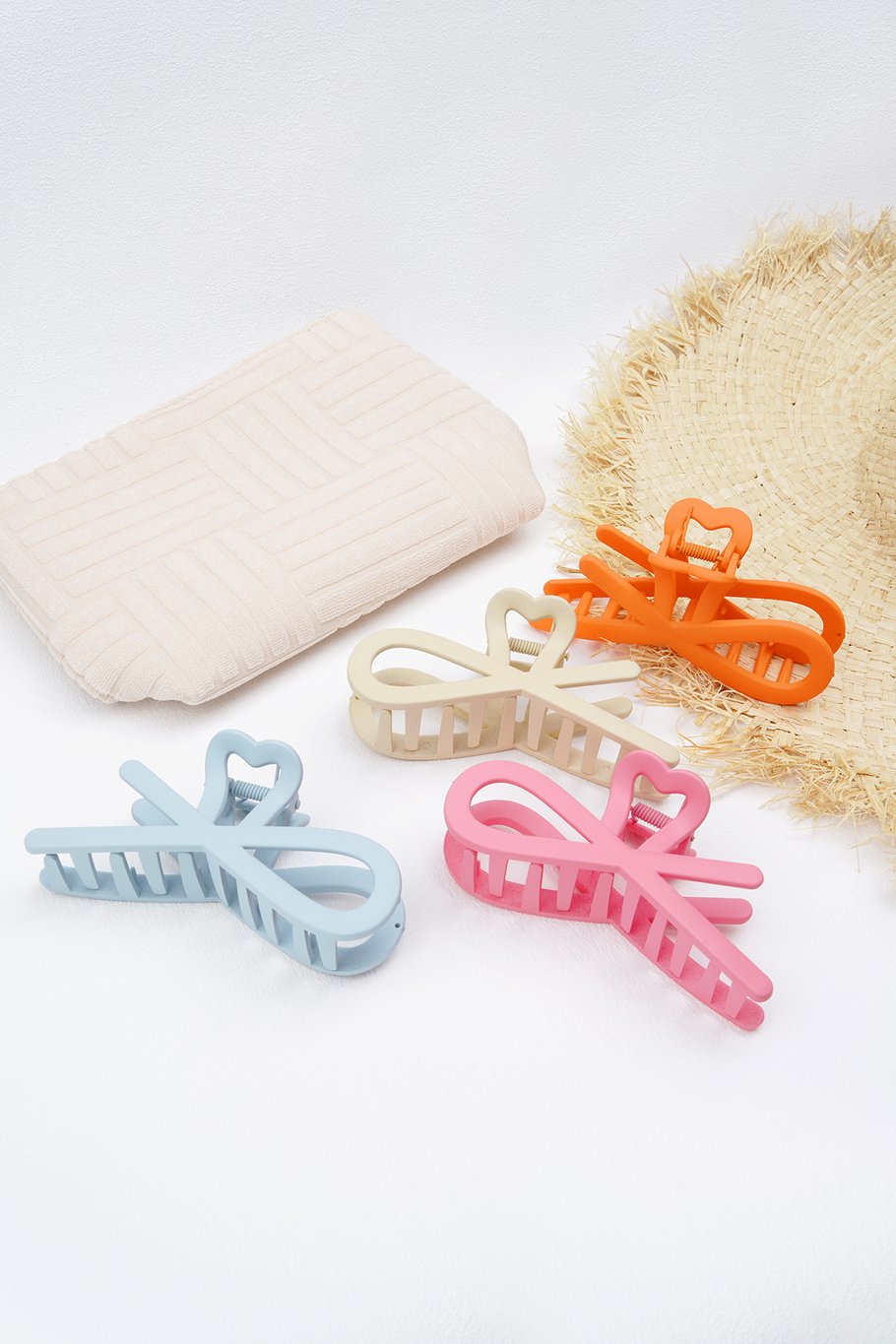 Pince à cheveux Ondulations bouclées - Barrette en plastique - 11 cm - Rose