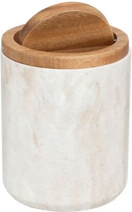 5Five Como Tischabfalleimer mit Deckel - Marmor-Optik - 1,5 L - Beige