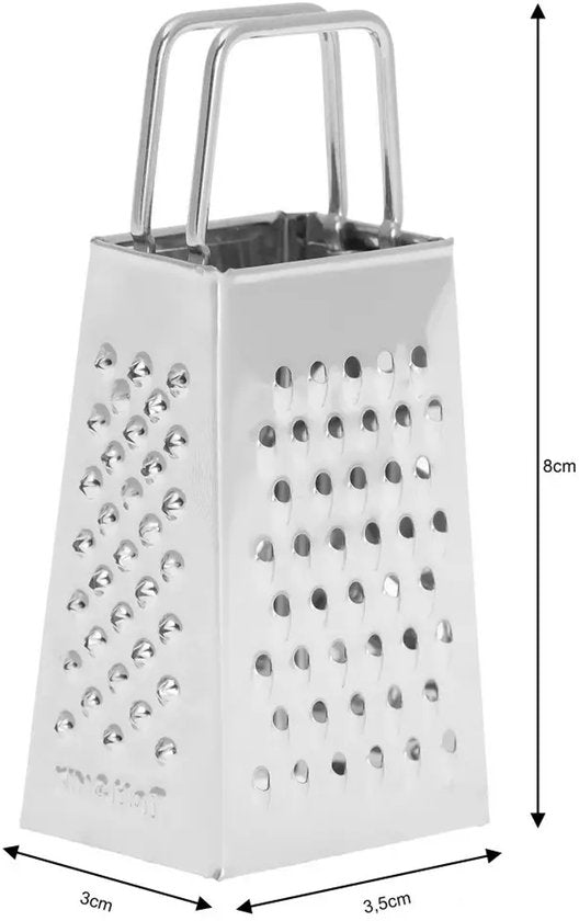 Kinghoff KH-3181 Mini square stainless steel grater, hand grater, slicer for cheese, fruit, ginger, vegetables and herbs