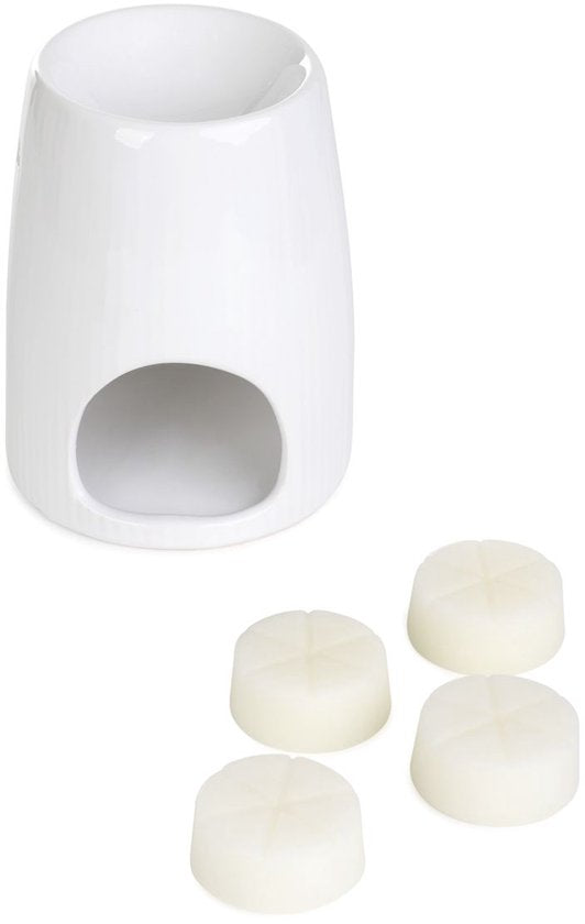 Homla - Brûle-parfum Fires - Diffuseur d'arômes - Inclut cire parfumée - Diffuseur de parfum - pour salon et salle de bain - Cadeau décoration - Céramique avec cire Fresh Linen - Blanc