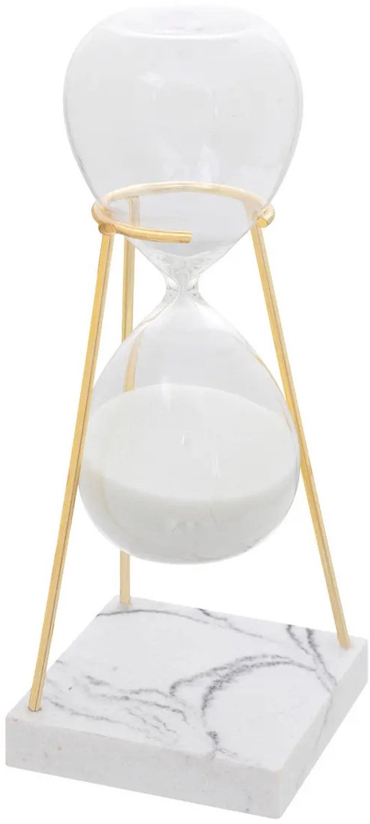 Atmosphera Hourglass cylinder - decoration or timekeeping - 15 minutes - white sand - D8 x H21 cm - glass - gold frame