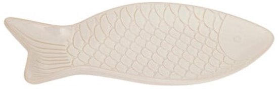 Servierplatte – Fischförmige Servierplatte – Servierteller – Steingutschale für Fisch, Sushi, Tapas & Häppchen – Spülmaschinen- & mikrowellengeeignet – 30,7 x 16,3 cm – Weiß