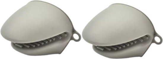 Kinghoff – 2-teiliges – Silikon-Topflappen-Set – Ofenhandschuh – Hitzebeständiger Topfgreifer – Anti-Rutsch-Silikon – Geeignet für Backofen, Mikrowelle und Gefrierschrank – 8,5 x 7,8 cm – Grau