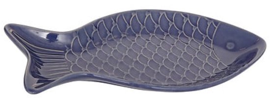 Servierplatte - Fischförmige Servierplatte - Servierteller - Steingutschale für Fisch, Sushi, Tapas & Snacks - Spülmaschinen- & Mikrowellengeeignet - 30,7 x 16,3 cm - Blau