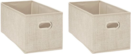 Opbergdoos - Opbergdoosset - Gevlekt - Opvouwbaar - Set van 2 - Stoffen Opbergmand - Met Handgreep - 31 x 15,5 x 15,2 cm - Beige