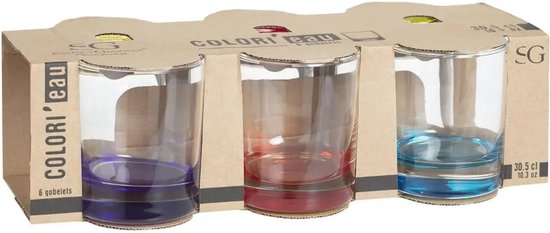 Secret de Gourmet Tumbler glasses - 12 pieces - 300 ml - Assorted - Drinking glasses - Water glasses