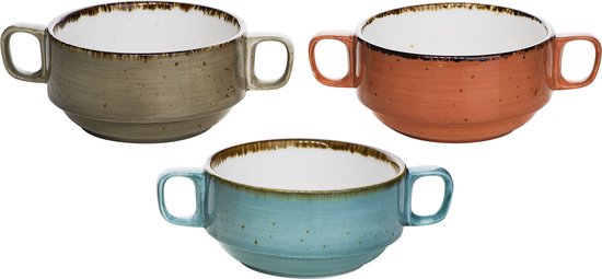 Brisbane Soup Bowls D10xh5.3cm - BLUE-GREY-ORANGE (set of 6)