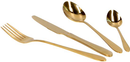 HOMLA - Abele Besteckset - 16-teiliges Luxus-Besteckset - Schillerndes Besteckset - Modernes Tafelbesteck - Löffel, Gabeln & Messer - Edelstahl - Gold