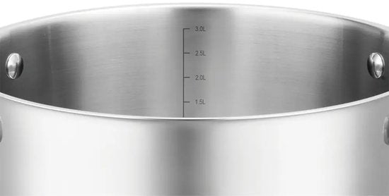 Vcasa kookpan 20 cm met glazen afgietdeksel, 3,4 liter, rvs