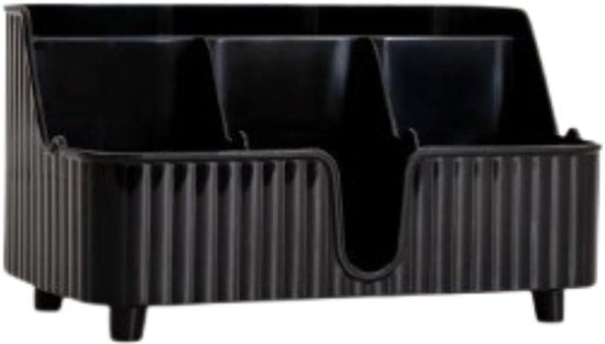 Homla - Organisateur de salle de bain Diall - Organisateur à compartiments - Bac de rangement pour cosmétiques et accessoires - Rangement en plastique - Organisateur de comptoir - 22 x 10 x 13 cm - Noir