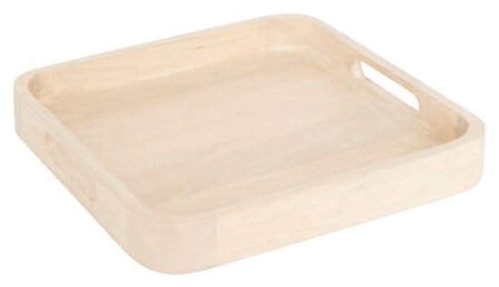 Serving Tray - Serving Platter - Serving Board - Mango Wood Serving Tray - Square Serving Tray - Decorative Tray for Serving, Coffee & Home Decor - Food Safe - Wood - 34.5 x 34.5 cm - Natural