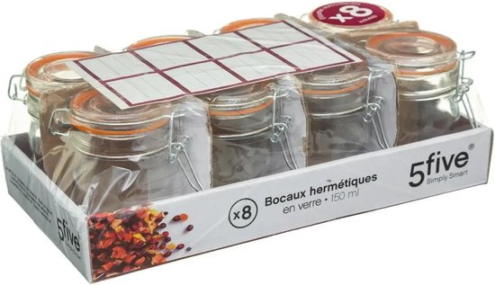Secret de Gourmet Inmaakpot / voorraadpot - 8x stuks - 150 ml - glas met beugelsluiting - weckpot