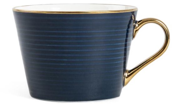 Homla - Renne Mug - Large Coffee Mug - Tea Mug - Cappuccino Mug - Dishwasher Safe - 450 ml - Ceramic - 15 x 12 x 9 cm - Dark Blue