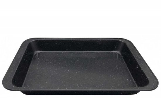 KINGHOFF Marble-Look Baking Tin - Rectangular Cake Pan 42.5 x 28.5 x 5 cm - Black Non-Stick Coating - Oven Safe