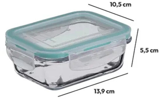 5Five Frischhaltedose mit Deckel - Glas - luftdicht - mit Clips - 14 x 10 x 5 cm - 0,73 L