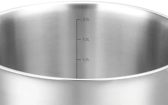 Vcasa rvs kookpan 18 cm met glazen afgietdeksel en maataanduiding, 2 liter